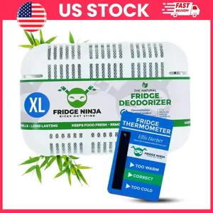 Refrigerator Deodorizer Odor Eliminator, Fridge Smell Eliminator Box, Freezer Deodorizer & Freshener, Activated Bamboo Charcoal Air Purifier, Better Than Baking Soda, Long Lasting Fridge Odor Absorber for Kitchen, Cooler, Lunch Box Freshness