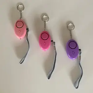 3 Pack Safety Alarm Flashlight Keychain Accessory in Pink and Purple Colors with Adjustable Strap for Enhanced Security