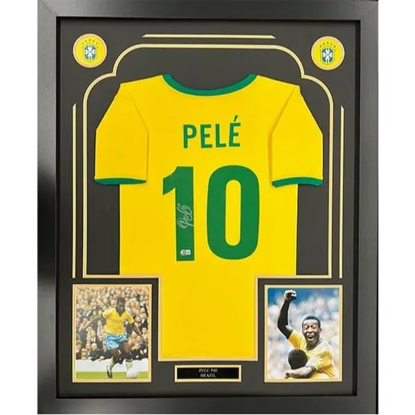 Pele Autographed Brazil National Team Soccer Jersey Poster (PRODUCT DOES NOT INCLUDE FRAME)