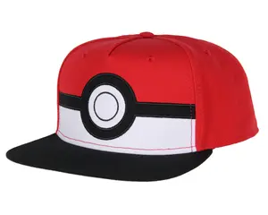 Pokemon Men's Poke Ball Embroidered Logo Flatbill Adjustable Snapback Adult Hat