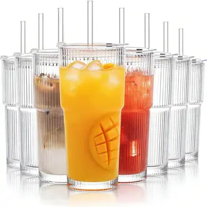 High Capacity Transparent Glass Cup Home Office Kitchen Cafe High Appearance Shatter Resistant Heat Cold Resistant Durable Drinkware For Coffee Tea Milk Juice Cola Yogurt Water Daily Drinking Cup