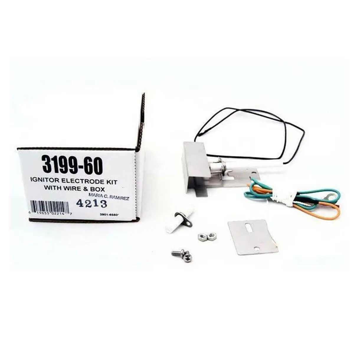 Firemagic 3199-60 Igniter Electrode Kit - OEM Part, Kitchen Utensil Fire Starter with Stainless Steel Wiring Collector Box, Push Button, Dual Electrodes, 20-1/2" Grounding Wire