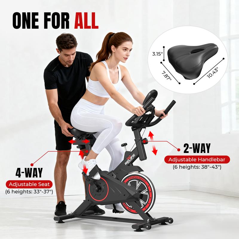 RELIFE REBUILD YOUR LIFE Mini Exercise Bike Compact Stationary Bike Silent Indoor Cycling for Small Space w/Adjustable Seat, Smooth Pedal & Belt Drive