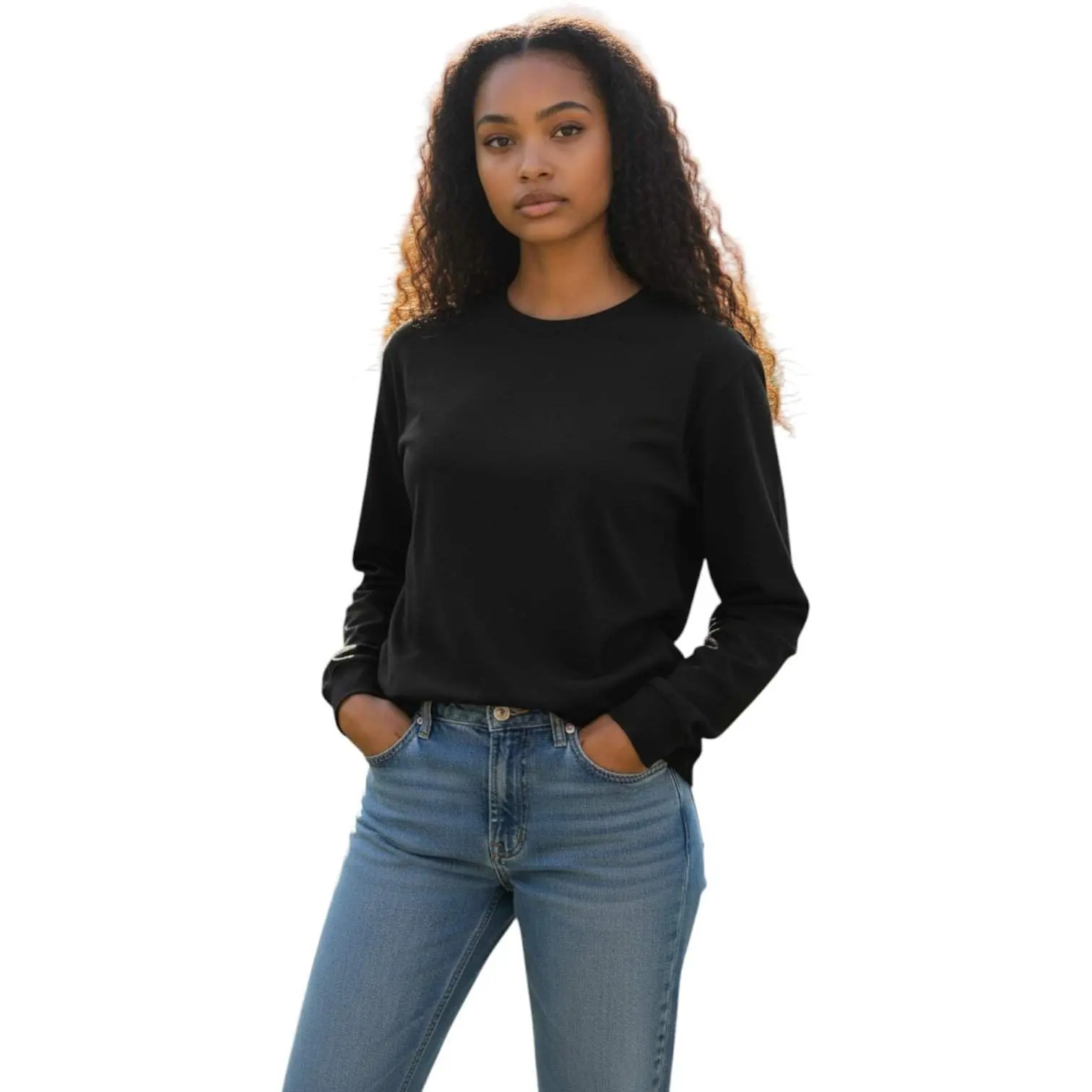 Premium Midweight Supima® Long Sleeve Tee Unisex Fitted Crew Neck Top in Soft Cotton Fabric for Everyday Wear 100% American-grown Supima® Cotton Midweight Fabric Ethically Made Garment Weight 13 oz Soft Breathable Basic Tshirt for Summer