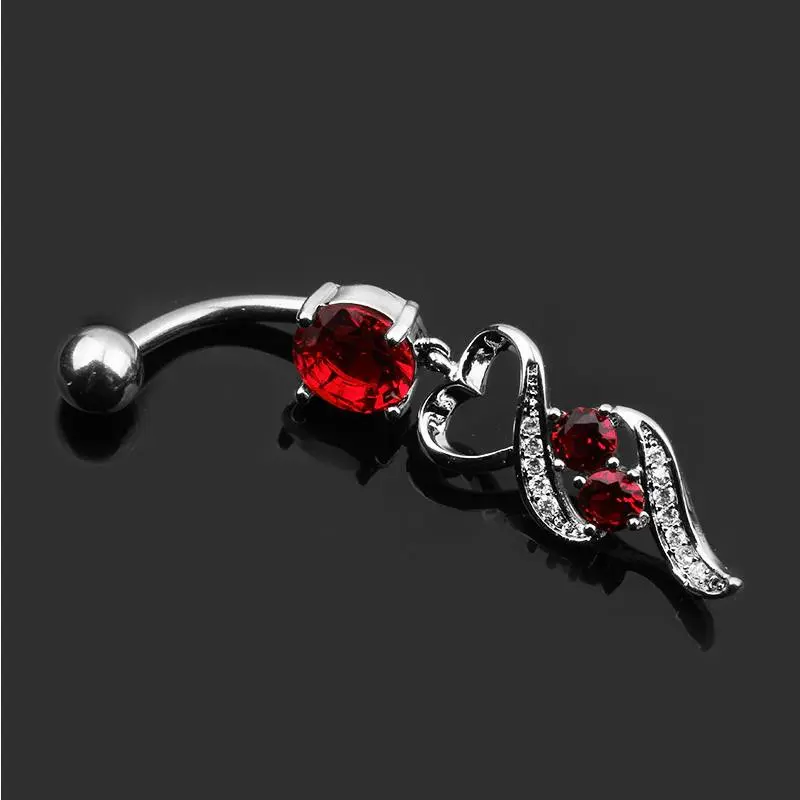 14G Stainless Steel A+ Cubic Zirconia Navel/Belly Button Dangle Piercing