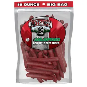 Old Trapper Jalapeño Deli-Style Beef Sticks 15-Ounce Pack Spicy Protein-Rich Zero Sugar Snack for Savory Cravings