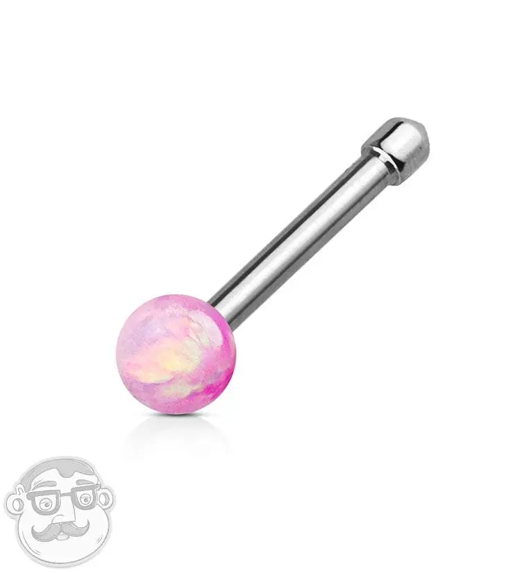 20G Pink Opal Ball Stainless Steel Nose Stud Ring