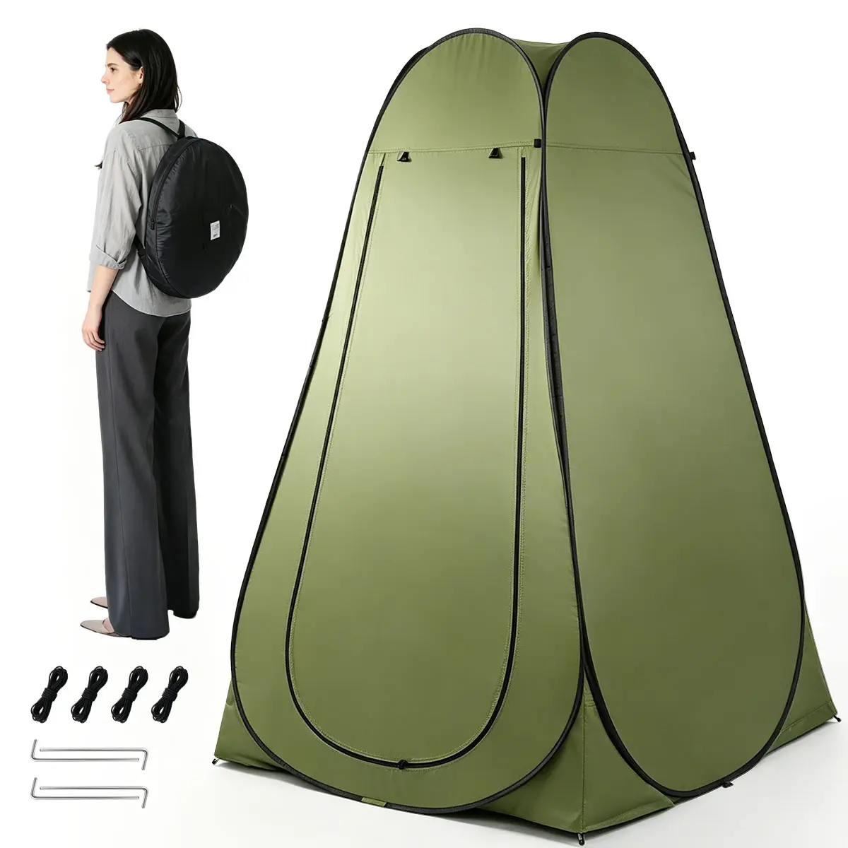 Pop Up Privacy Shower Tent, 6.3ft Tall Portable Shelter with Silver Coating, Water-Resistant Tents for Camping, Beach, Road Trips