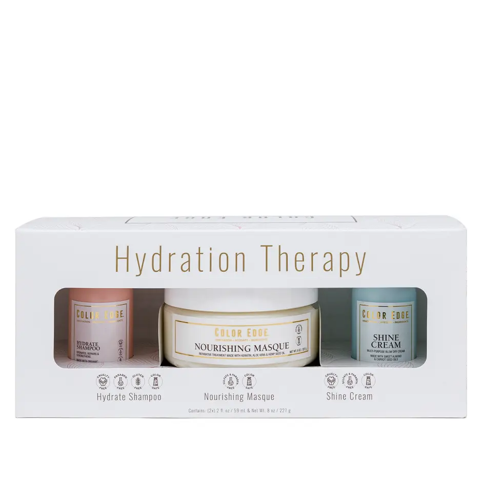 Color Edge Hydration Therapy Hair Mask Bundle with Hydrate Shampoo, Nourishing Masque, and Shine Cream