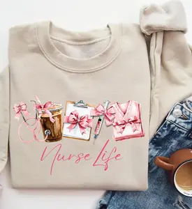 Nurse Coquette Bow Sweatshirt, Nurse Life Sweater, Nurse Gifts, Gift for Nurse, Nurse Shirt, Cute Nurse Sweater, Med Shirt, Nursing Shirt