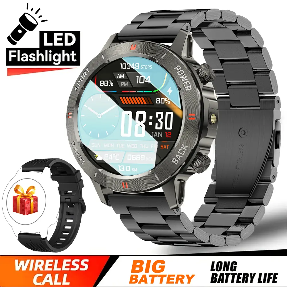 SENBONO Unisex Adults' Digital Smart Watch - Wearable Bluetooth Smart Bracelet, Custom Faces, Wireless Calling, Multiple Sports Modes, Fitness Monitor, Calorie Tracker, Magnetic Charging, Stainless Steel Band, Waterproof Device