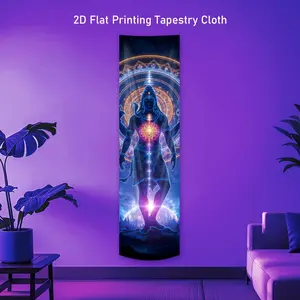 1pc Cosmic Shiva Vertical Blacklight Tapestry Hindu Deity Glow in The Dark Tapestries for Bedroom Vibrant Neon Art UV Reactive Wall Hanging Mystical Celestial Energy Luminous Banner Home Decor for Living Room HD Digital Printing Free Accessories