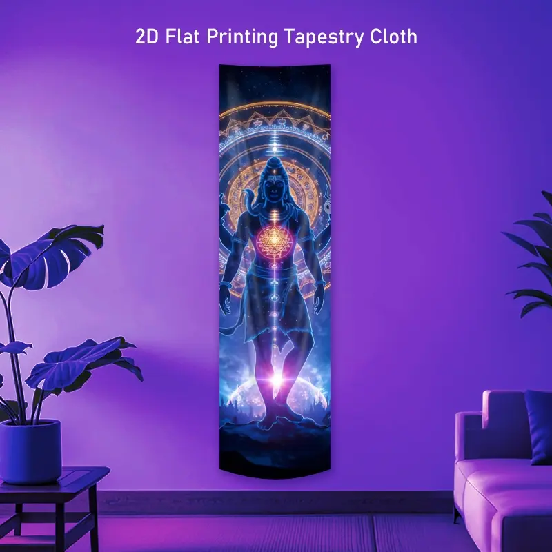 1pc Cosmic Shiva Vertical Blacklight Tapestry Hindu Deity Glow in The Dark Tapestries for Bedroom Vibrant Neon Art UV Reactive Wall Hanging Mystical Celestial Energy Luminous Banner Home Decor for Living Room HD Digital Printing Free Accessories