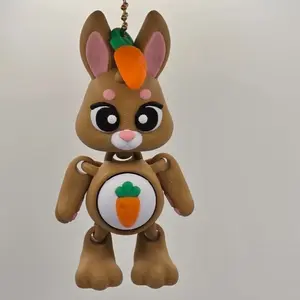 Articulated Flexi Cute Bunny Fidget Keychain -  Perfect for Stress Relief & Everyday Fun - 3D Printed Collectible