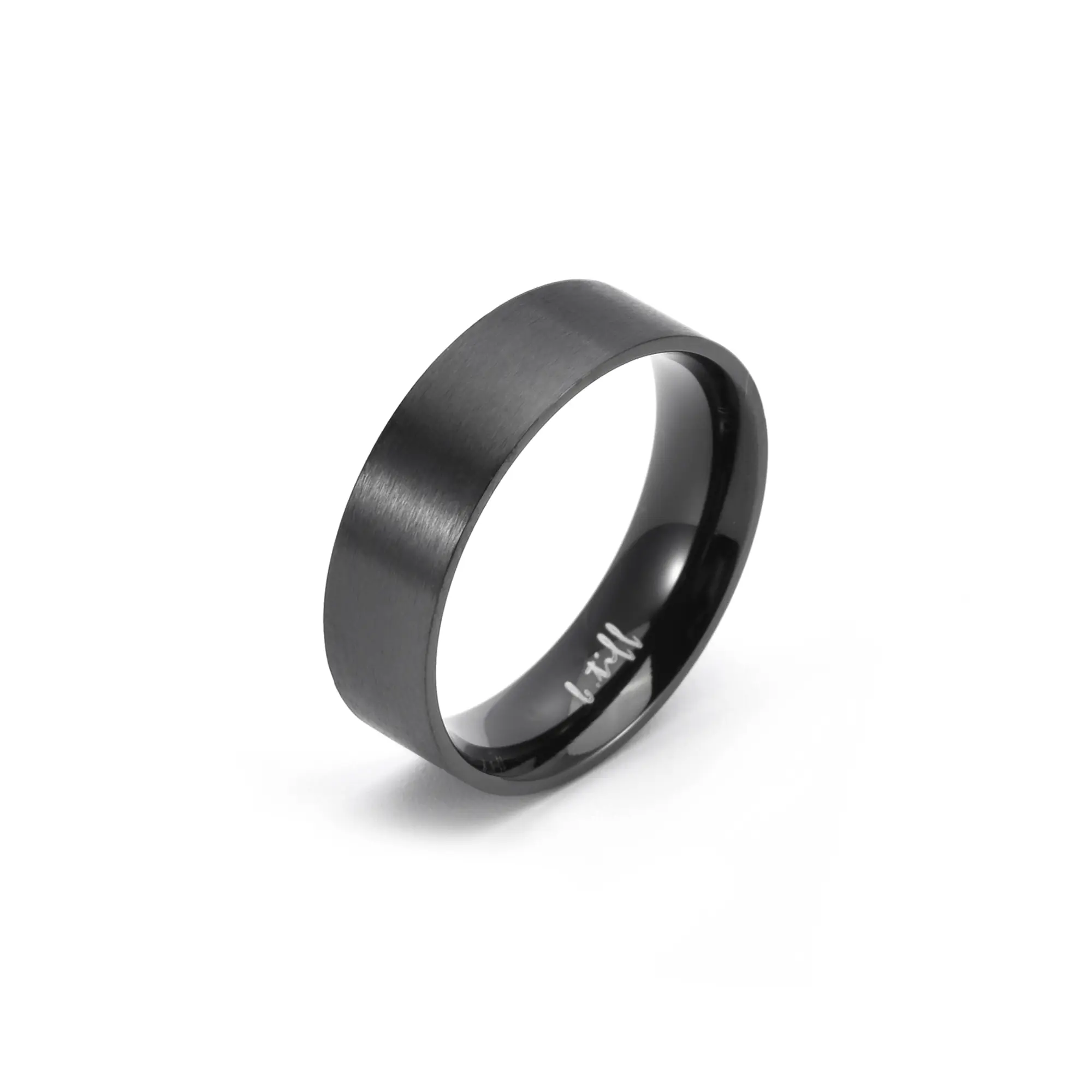 RG600B B.Tiff Black Simplicity 6mm Stacking Plain Ring