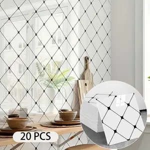 20pcs Self-Adhesive Wall Stickers, Marble Pattern, Geometric Peel And Stick Wallpaper, Waterproof Oilproof Stain Resistant, Easy to Cut, for Bedroom Kitchen Bathroom Balcony Decor