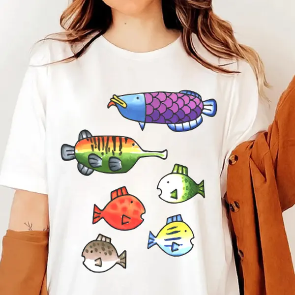 Colorful Wii Fish Casual Printed Unisex, Comfort Color Tshirt, Sweatshirt, Hoodie, Trendy shirt Man Breathable