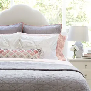Diamond Box-Stitch Light Grey Quilt Sham Pair