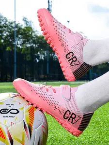 Football Shoes TF Studs Breathable Ag Long Nails Velcro Boys Training Competition Shoes, Casual PU Material, All Seasons, Sports Football Shoes, Football Cleats, Football Boots Soccer Shoes