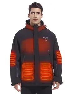 Heated Jacket, Heated Jacket for Men with 12V 20000mAh Battery,Waterproof Outdoor Rain Jacket Men with Hood