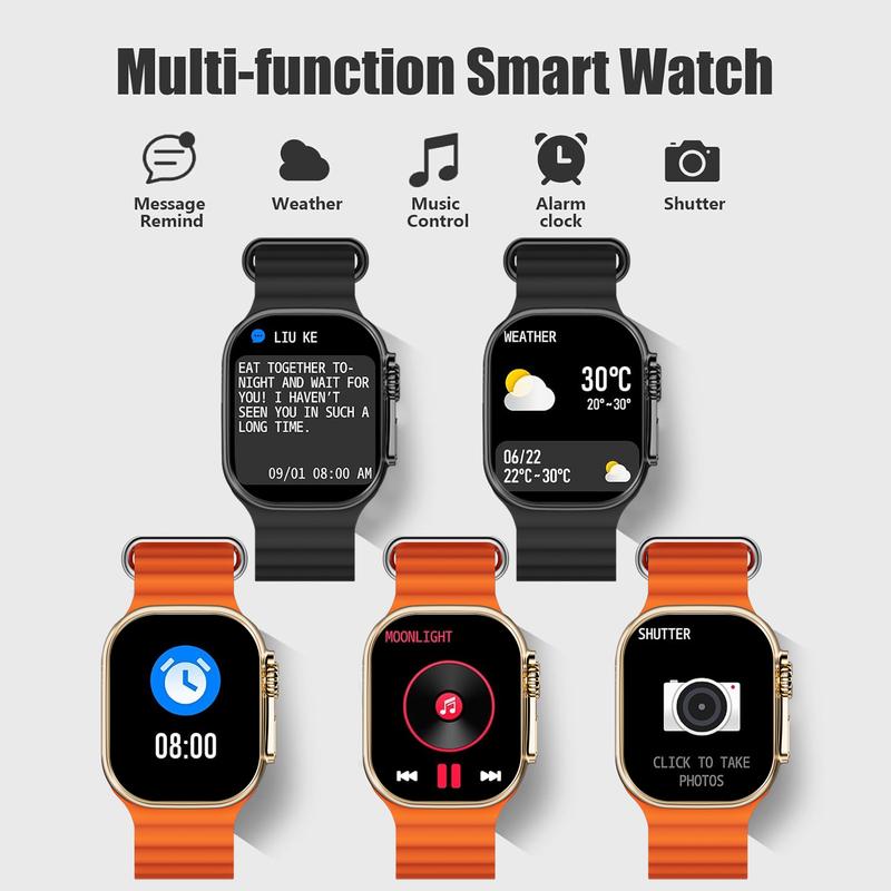 W&O Smart Watch with 2.02" Dial Wireless Calling Dialing 100+ Sport Modes Fitness Tracker with Various APP Reminders Call Message Reminder Touch Screen Compatible with iPhone Android Wearable Smart Bracelet Digital Wristwatch Fall Gift