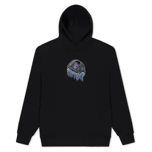 Women's Out Of Time Black Hoodie, Casual Long Sleeve Graphic Clothes, Monochrome Women's Hoodies