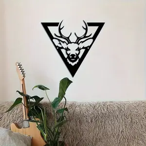 Graceful Triangle - Framed Metal Deer Wall Decor: A Dazzling Animal - themed Adornment Ideal for Office Spaces. -Festival Statue Decorations