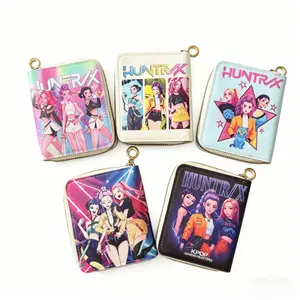 Cute Girl Wallet Anime Wallet Hunters Style Wallet Anime Girl Coin Purse with Keychain Faux Leather Purse Teen Girl Birthday Gift Daily Travel Pouch Lightweight Zipper Closure  Teen School Accessory Gift