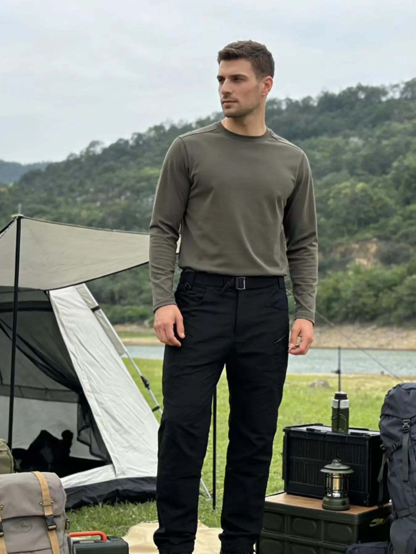 Men's Tactical Cargo Pants, All Purpose Pants, Plain, Multi-Functional Pockets, Waterproof Material, Durable, Suitable for Outdoor Activities, Spring Summer, All Seasons Trousers, No Belt Included
