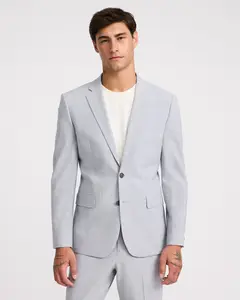 Express Extra Slim Light Gray Wool-Blend Washable Modern Tech Suit Jacket