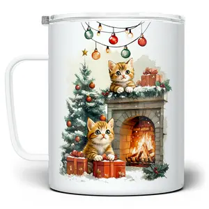 LOFTIPOP Christmas Kittens Mug, Cute Cozy Festive Holiday Cup, Designed and Printed in the USA by Loftipop