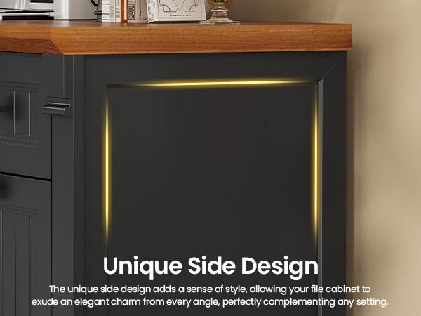 SEDETA 33 Inch 4 Drawers File Cabinet Farmhouse Filing Cabinets for Home Office fit Legal/Letter/A4 File Wood Office File Cabinet with Power Outlets Printer Stand with Storage