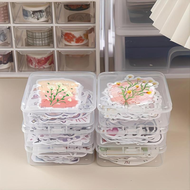 Clear Storage Box, 5 Counts Mini Portable Sticker Packs Storage Box ...