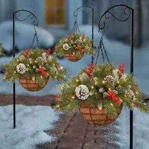 50cm/19. 69in Artificial Christmas Hanging Basket Christmas Outdoor Decorations for Front Porch Garden Yard Lawn Christmas Decoration Gifts Ornaments
