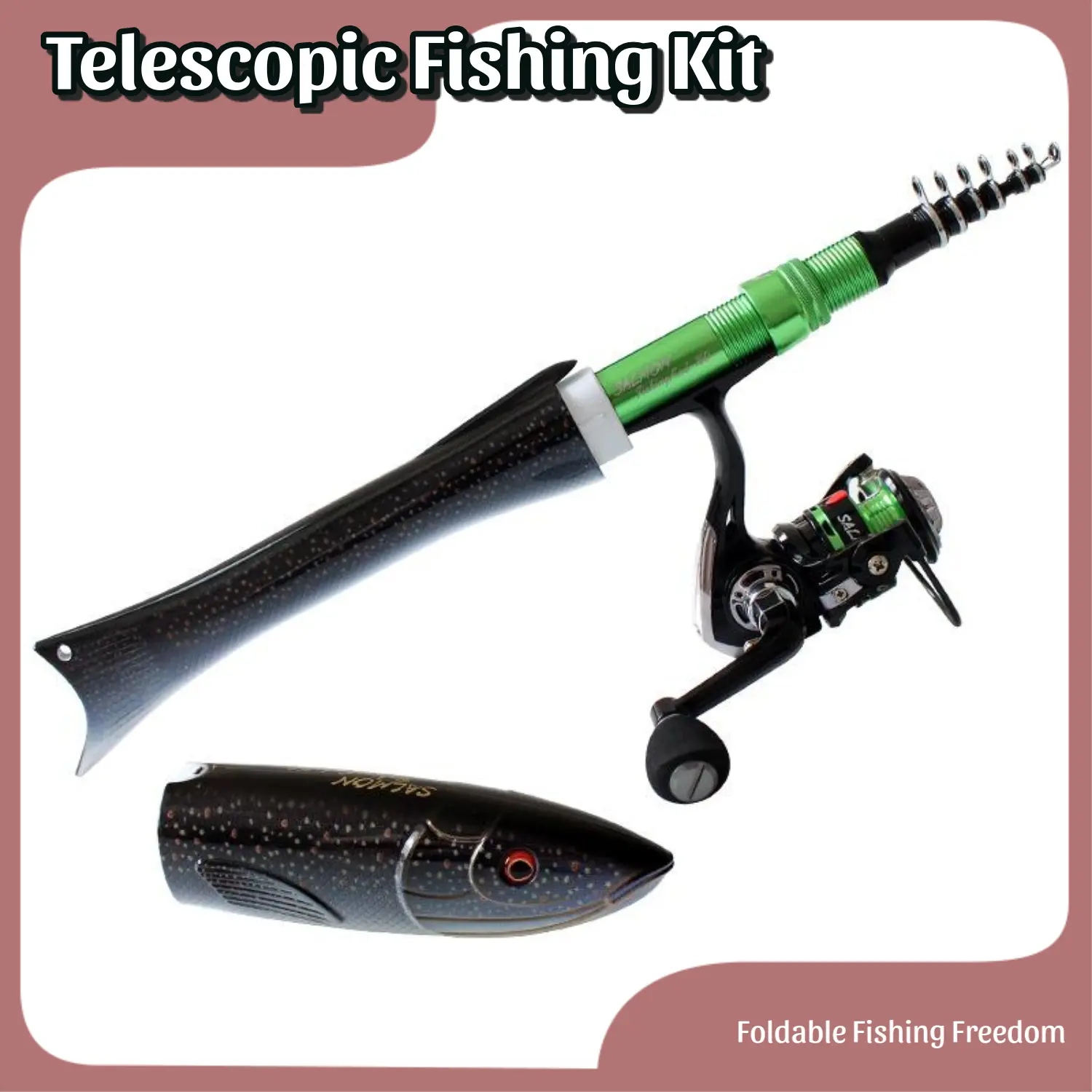 Fishing Rod and Spinning Reel Combo - 1.6M Beginner-Friendly Lightweight Foldable Telescopic Portable Freshwater Kit for Lake & River Fishing, Outdoor Trips
