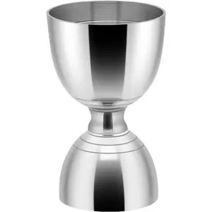 1 Pack Premium 304 Stainless Steel Double Bell Jigger, 1 OZ 2 OZ Cocktail Jigger with Inside Measurements for Bartending Silver