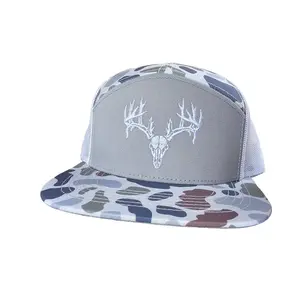 Embroidered Deer Skull Lost Brand or Richardson  Flatbill Camo Hat, snapback, ball cap