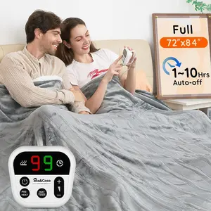 Heated Blanket Full Size -72"x84" Flannel Electric Blanket,10 Heat Levels, 10-Hour Auto-Off,Fast Heating,Overheat Protection,Machine Washable, Soft Heating Blanket for Home and Office (Gray)
