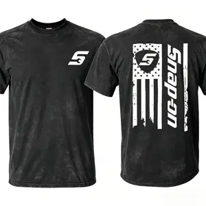Snap-On American Flag T-Shirt USA Flag for Garage Enthusiasts Automotive Fans Menswear Top Graphic Tees Men Gifts Streetwear Tshirt 100% Cotton Regular Fit Tropical Round Neck