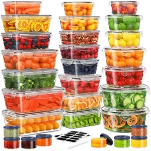 60-Piece Large Food Storage Containers Set - Leakproof, BPA-Free Plastic with Lids Airtight for Kitchen Storage and Organization Reusable with Labels Pen- Microwave Dishwasher Freezer Safe