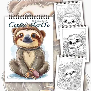 Cute Sloth Coloring Book, 1 Count 30 Sheets Spiral Bound Coloring Book without Colored Pen, DIY Painting Supplies for Teenager & Adults, Christmas Gift