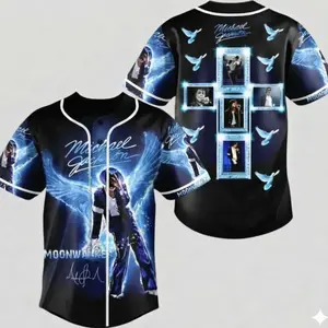Michael Jackson Moonwalker Baseball Jersey, King of Pop Angel Wings Shirt, MJ Vintage Concert Style Jersey, Retro Music Icon Apparel, Pop Fan Gift Outfit for Men Women Unisex
