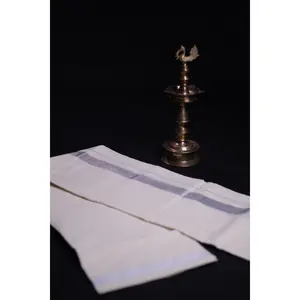 Authentic Kerala Cotton Saree with White Zari Border