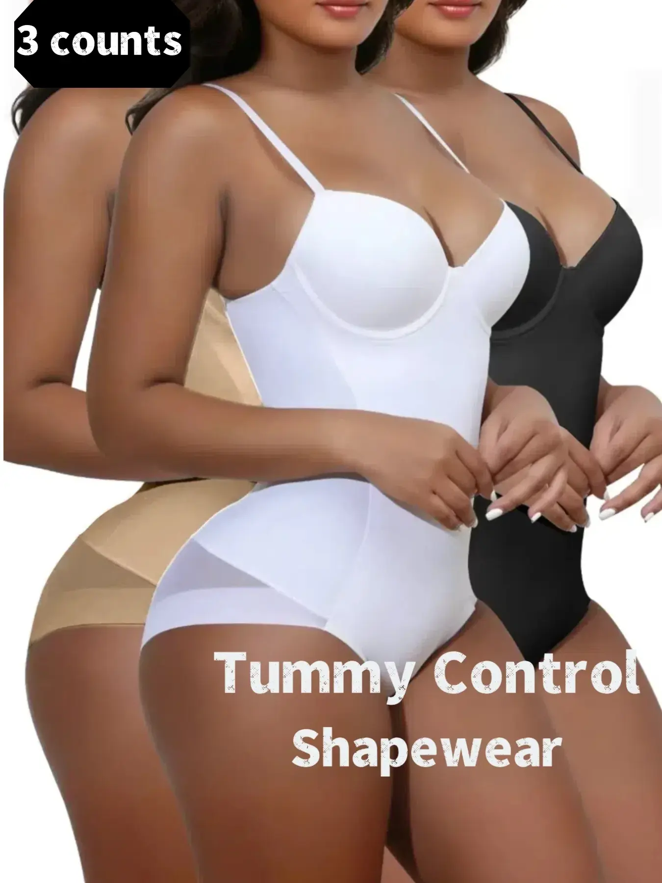Women's Seamless Shapewear Slip with Built-In Cups and Adjustable Straps, Tummy-Control and Butt-Lifting Body-Shaping Underwear for All-Season Wear