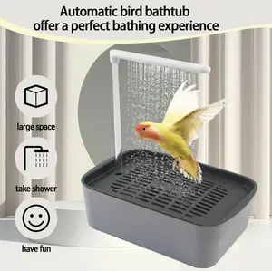 Automatic Circulation Bird Bath External Bathtub for Sun Conures Monk Parakeets Budgies Lovebirds Large Space Take Shower Have Fun