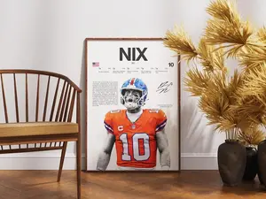 Bo Nix Poster, NFL Wall Print, Football Poster , NFL Poster Print, Sports Decor, Denver Broncos Poster, NFL Football Gift