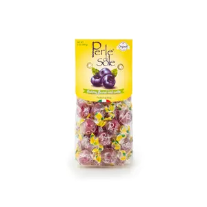 Perle di Sole Italian Blueberry Hard Candy with Fizzy Sour Center Individually Wrapped Imported Italian Candy No Artificial Colors (7 oz)