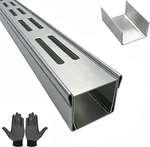 304 Stainless Steel Trench Drain Kit,Narrow Channel Drain with Grate & Coupling, Outdoor Drainage for Pool Deck/Yard/Driveway/Garage (3.3FT X 1.4IN X 1.2IN)