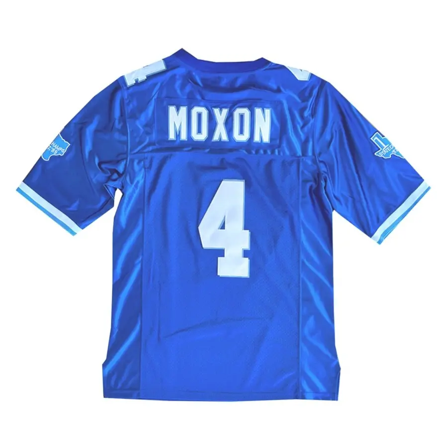 Men's #4 Moxon West Canaan Coyotes Varsity Blues Movie Replica Football Jersey, V-Neck Breathable Stitched Polyester Mesh Professional Sports Apparel, Stylish Jersey, Male, Jersey Original