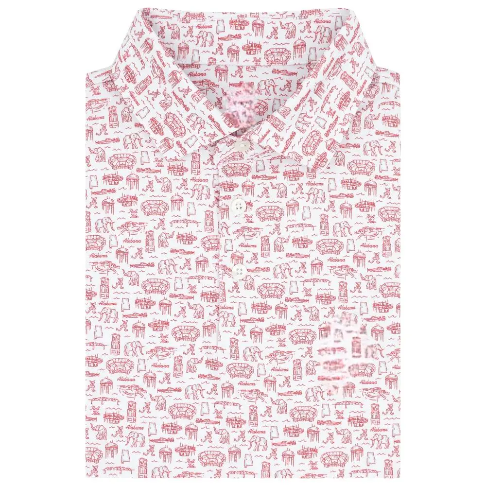 The Alabama College Town Men's Short Sleeve Collegiate Polo, Style 3D Polo Unisex